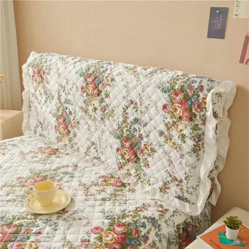European All-inclusive Thick Quilted Headboard Cover Soft 100% Cotton Printed King Queen Size Dustproof Bed Head Cover 180x70cm