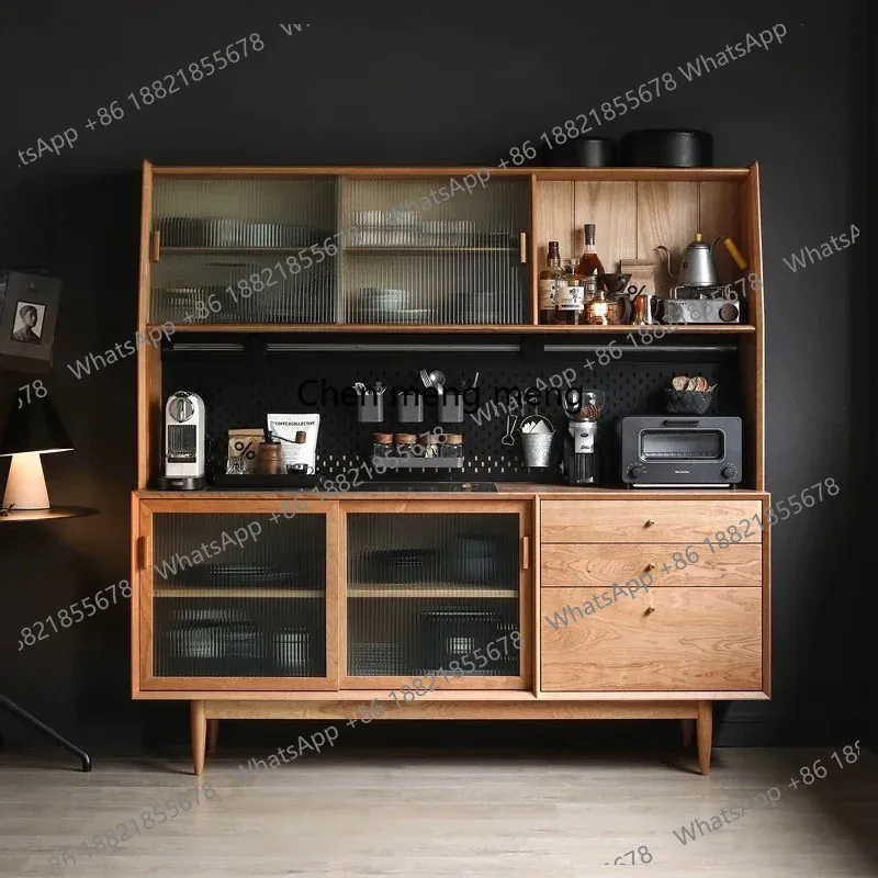 Side cabinet, black cherry wood solid wood cabinet, furniture chest