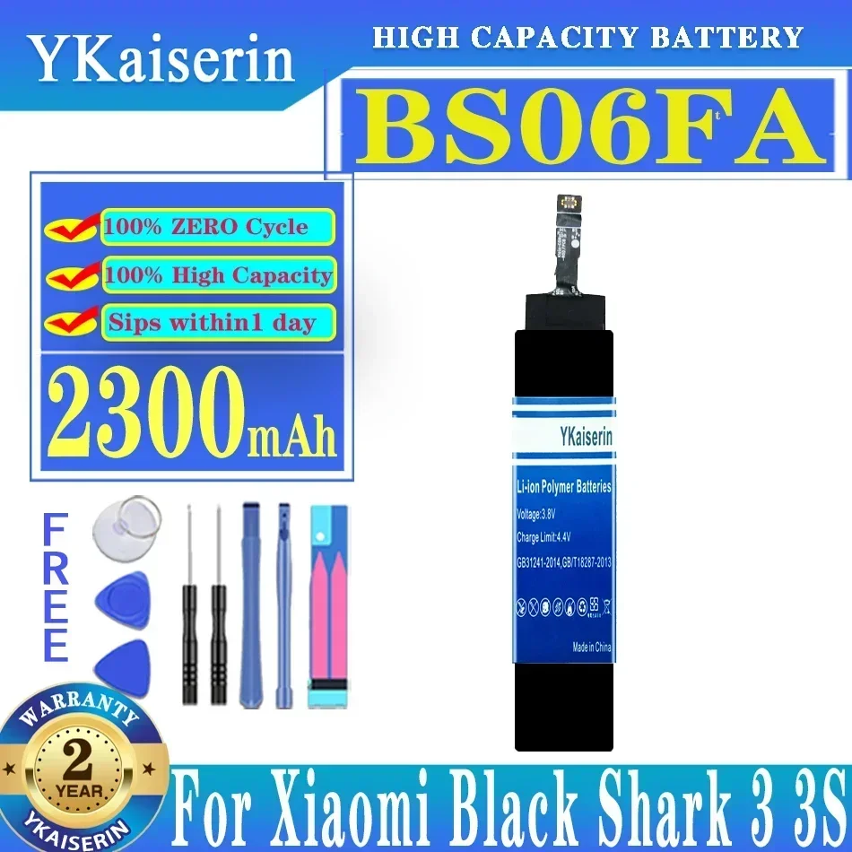 YKaiserin For Xiao Mi BS06FA Battery For Xiaomi Black Shark 3 3S BSO6FA High Capacity + Free Tools
