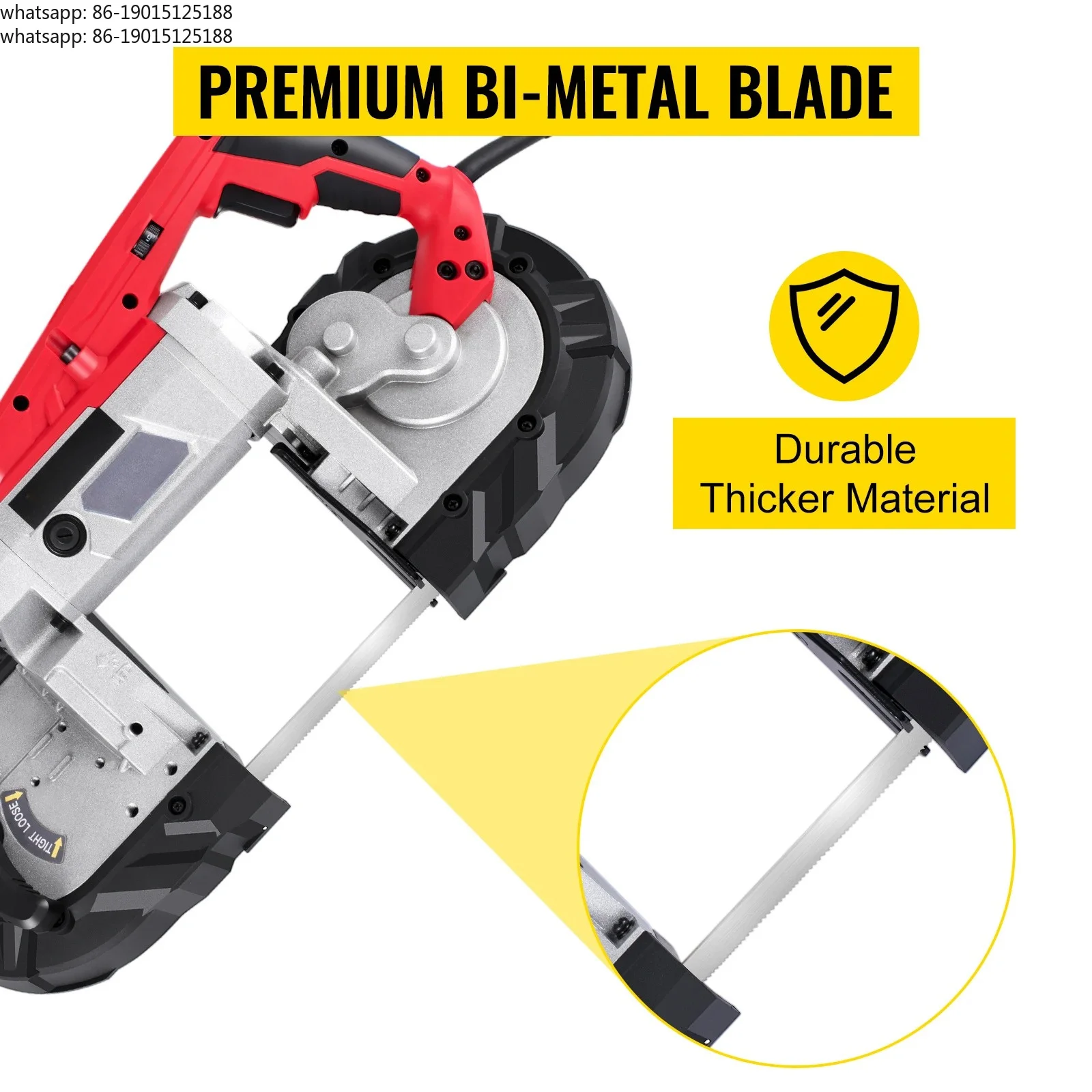 Portable BandSaw 5Inch Cutting Capacity Cordless Variable Speed 10Amp Motor Deep Cut Bandsaw for Metal Wood Pipes Rebar