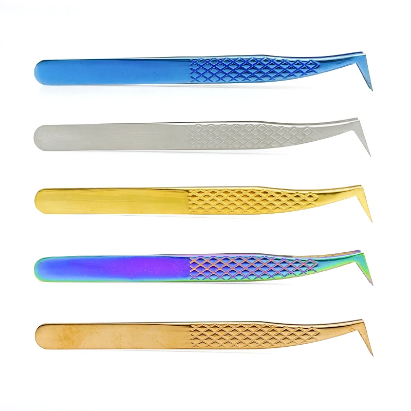 1PC Superhard Fish-Scale Stainless Steel High Precision Anti-static Tweezers for Makeup Eyelash Extensions