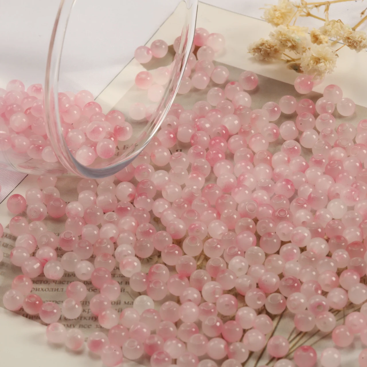 4mm Raspberry Pink Imitation Jade Glass Beads Round Loose Beads for DIY Jewelry Making Bracelet Necklace Earring Accessories