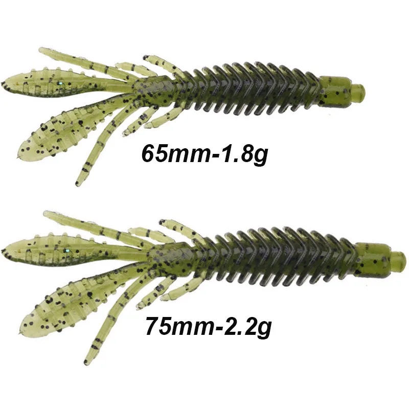 WESTBASS 5 Buah Umpan Larva Lembut 1.8G-2.2G Umpan Pancing Udang Silikon Cacing Karet Umpan Pancing Pike Wobblers Cebos Pesca Accessori