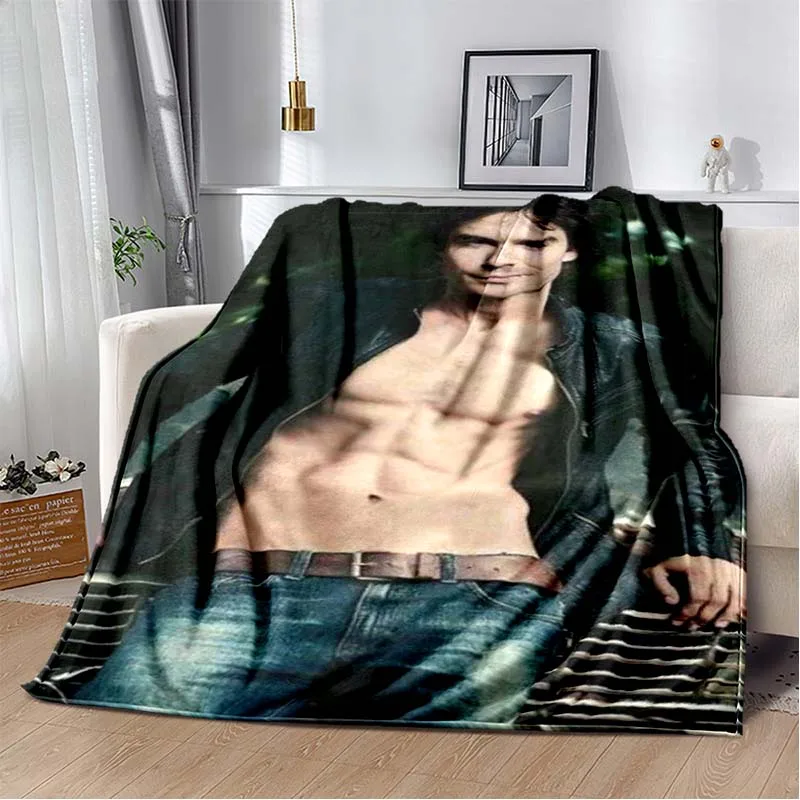 

2026 New Vampire Diaries Damon salvatore Blanket Flannel Home Sofa Bed Office Sleep Bed Cover Picnic Travel Soft Blanket Gift