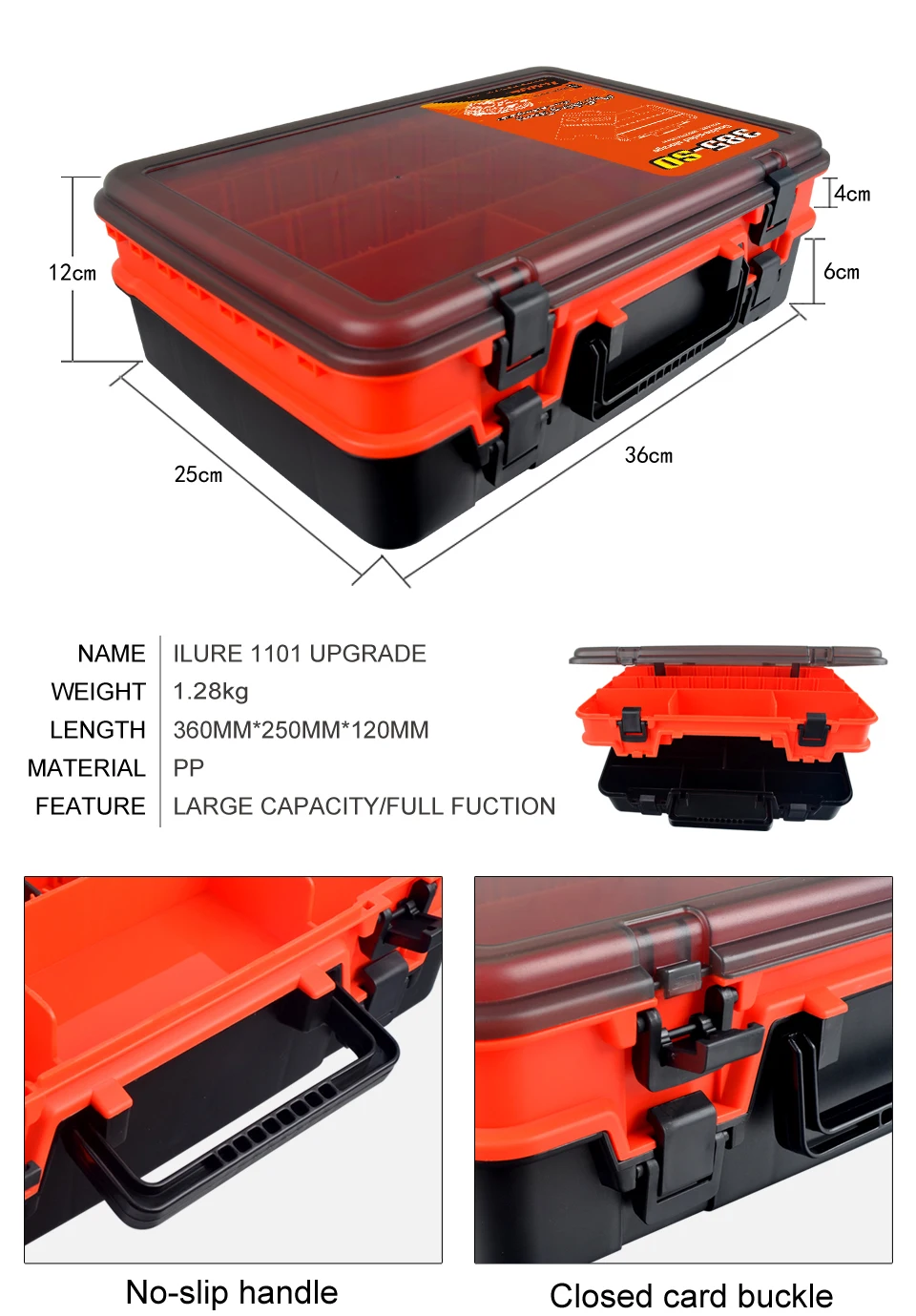 Neue Große Angelgerät Box Doppel Schicht Angeln Zubehör Kunststoff Lagerung Box Köder Organizer Karpfen Haken Container Meer Werkzeug Fall – Detail 6