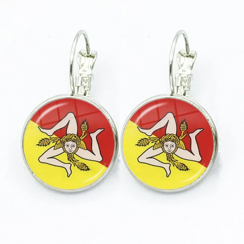 The Three Legs And Ears Of Wheat Surrounding Medusa Symbolize The Patron Flower Sicily Drop Earrings Jewelry For Women Gift