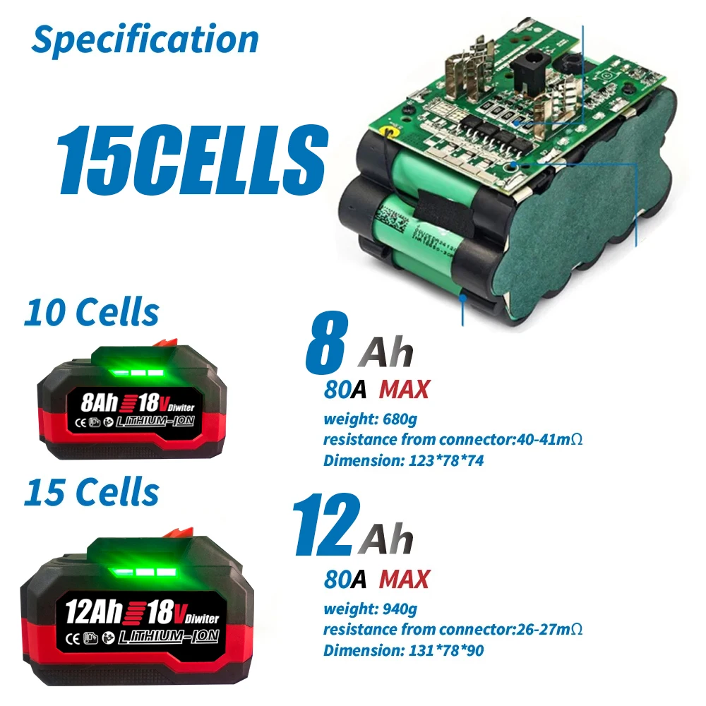 HOT 598VF 18V 21V Lithium Battery Rechargeable For Makita 18V Battery with Capacity Indicator for Electric Wrench Power Tool