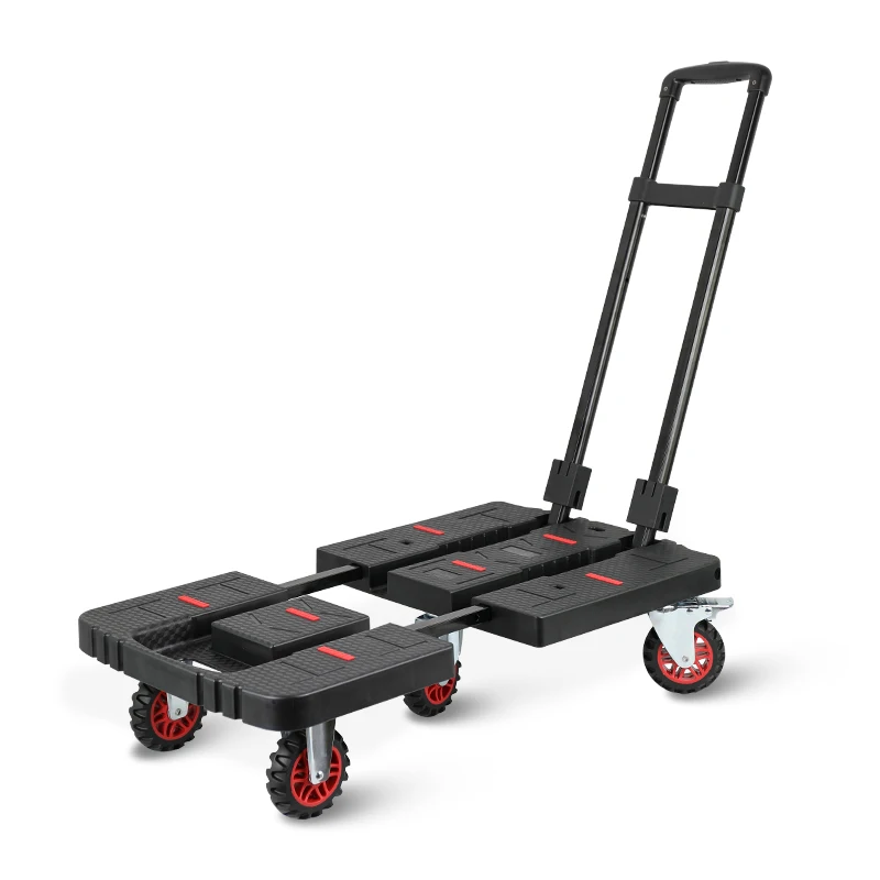

PP Heavy Duty Foldable Trolley Folding Hand Truck with 6 Wheels