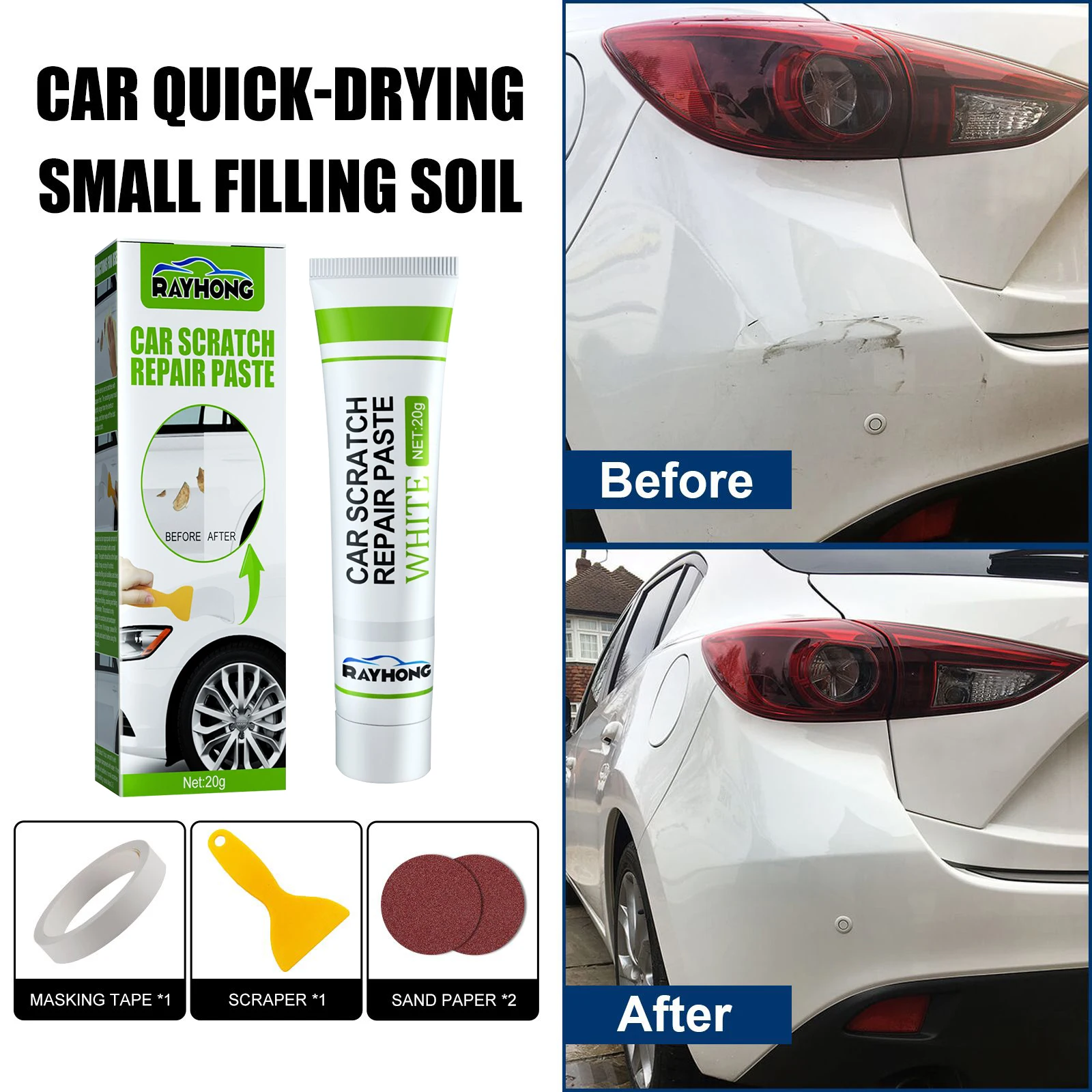 Car Quick Drying Small Soil Repair Set Cleaning Decontamination Polishing Car Scratches Fill Defects Repair Agent