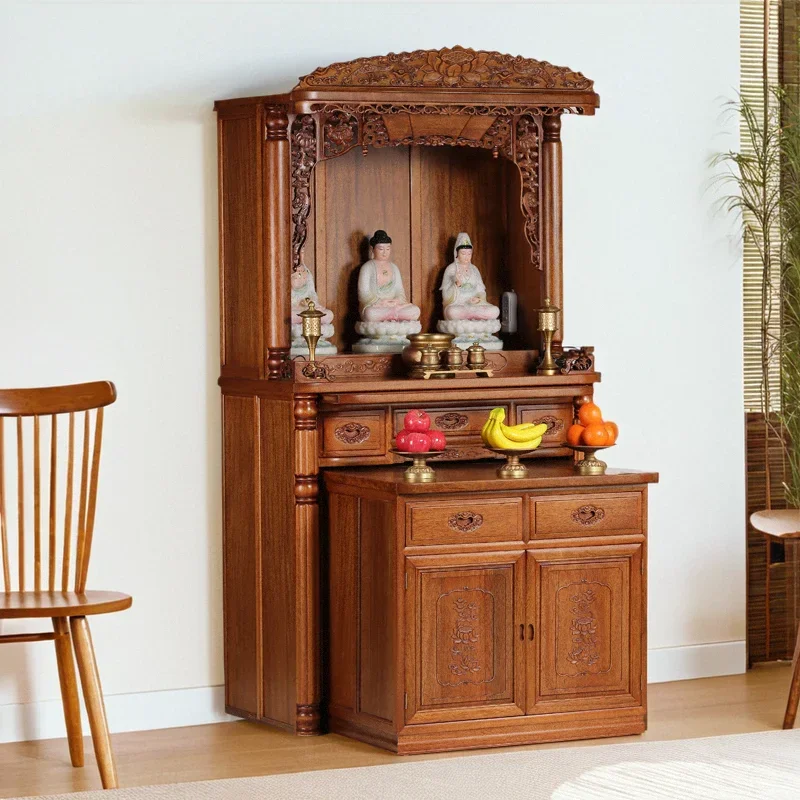 All solid wood Buddhist niche vertical cabinet household new Chinese-style offering table modern light luxury shrine