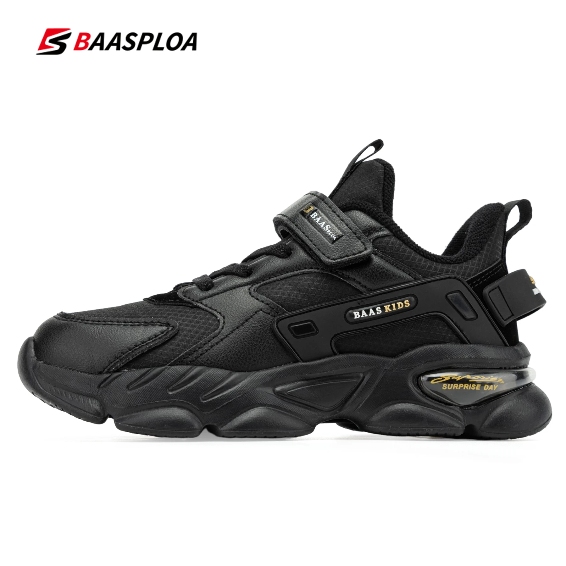 Baasploa Children Sneakers for Boys Girls Mesh Tennis Shoes Breathable Sports Running Shoes Leather Kids Casual Walking Shoes