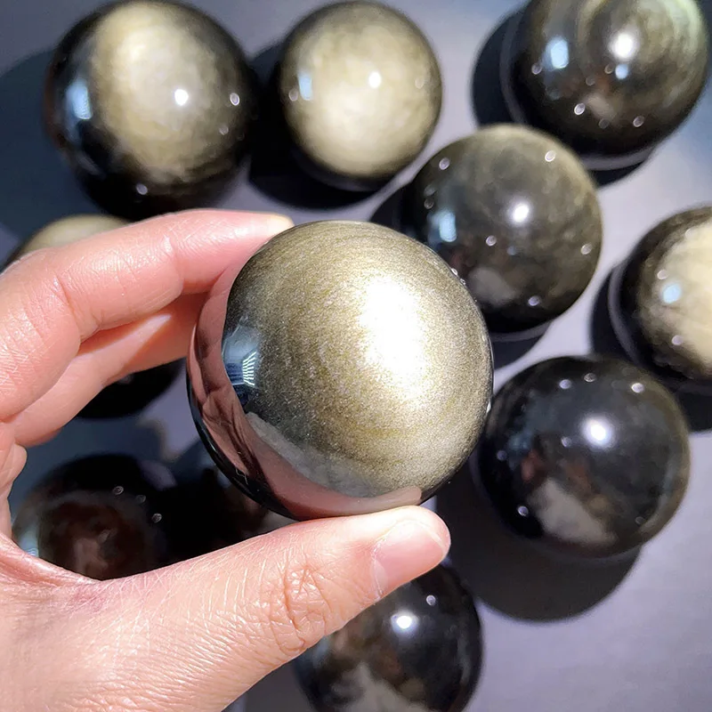 

Натуральный Золотистый Обсидиан: Сфера для Фэн-шуй, Целебный Кристалл, Декор для Дома, Ремесло, Рейки, Медитация, Гадание, Подарок