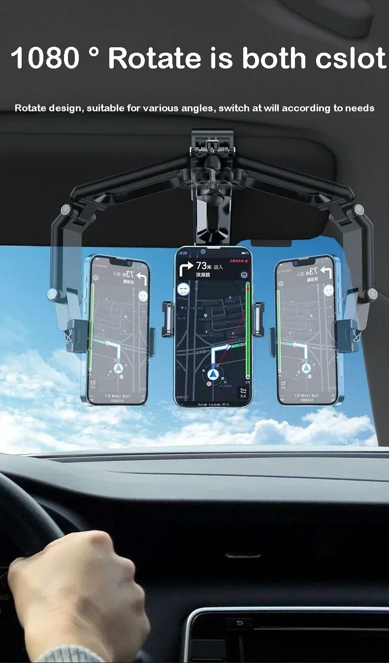 1 Autotelefonhalter, multifunktionaler 360-Grad-drehbarer Rückspiegelhalter, Sitzclip-Halter, 4,0-6,1 Zoll Handy-GPS-Halter – Detail 6