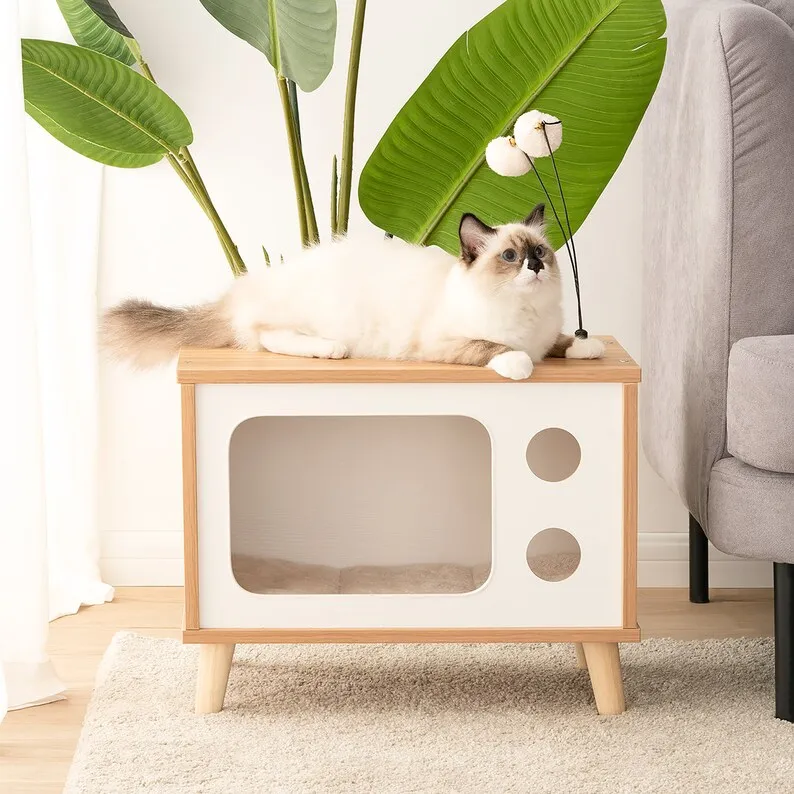 OEM ODM Pet Furniture Rectangular Bedside Table Cat Sleeping Multifunctional Cat Bed