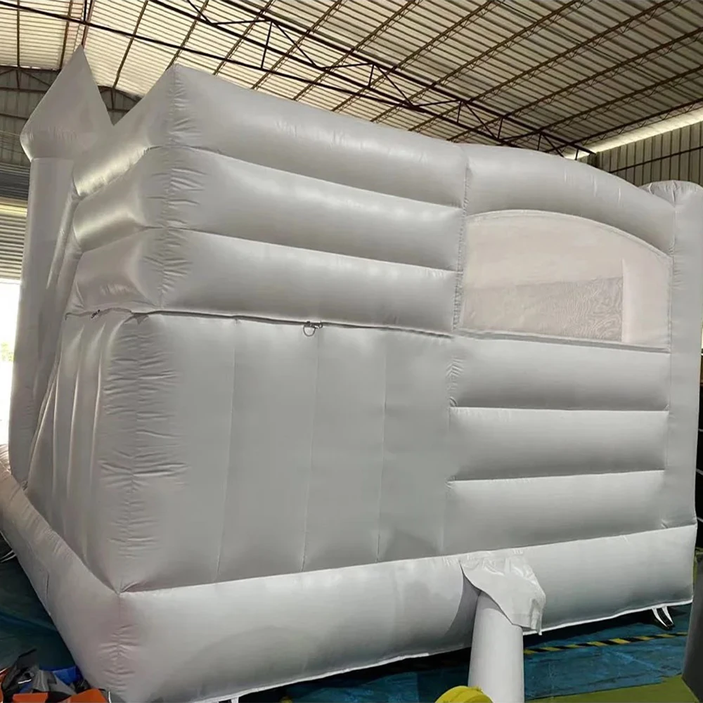 13ft/16ft White Inflatable Bubble House Bouncy Castle House with Slide Large PVC Jumper Castle for wedding Party