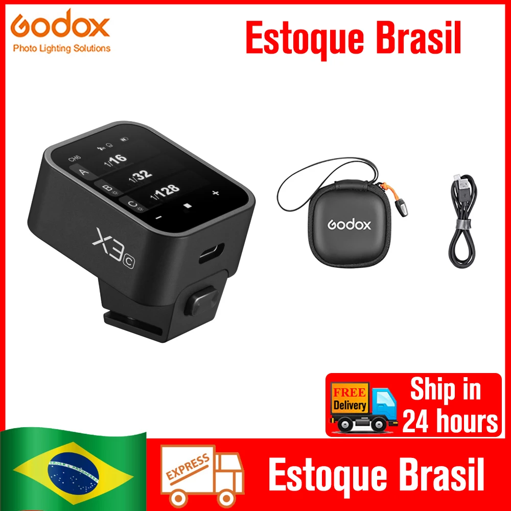 Brasil Stock) Godox X3 X3-C X3-N X3-S Flash Trigger TTL Transmitter HSS Touch Screen Trigger for Canon Nikon Sony Flash