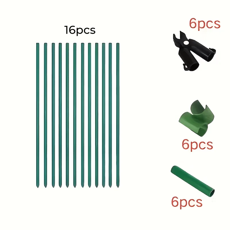 34 piece combination set, green garden bracket, including 16 columns+6 connecting pipes+6 buckles+6 A-forks, used for grape, cuc