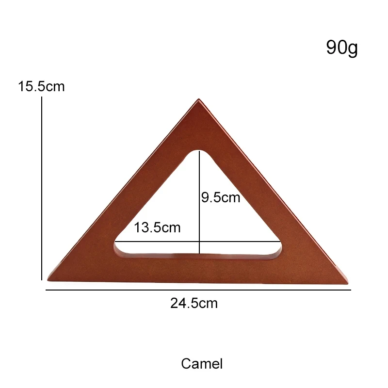 Manijas triangulares de madera maciza para hacer bolsos, marcos de monedero, 2 piezas, 24,5 cm, accesorios al por mayor