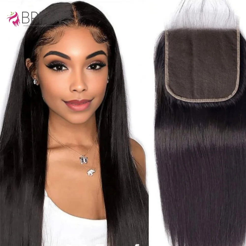 12A Peruvian Straight Hair Lace Closure Free Part 4x4 Remy Human Hair Closure 4x4 HD Lace Closure Natural Color Wholesale Hair
