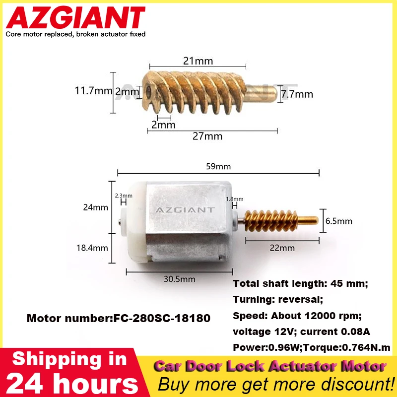 

Car Door Lock Actuator Motor FC-280SC-18180 0.08A repair kit For Toyota Sienna Mini Cargo Van Nissan Juke F15 MK1 12V DC DIY