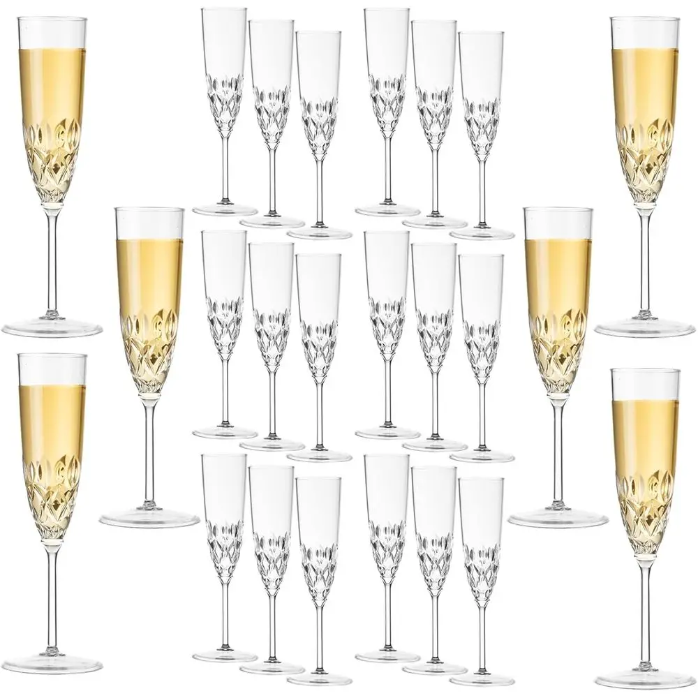 

24 Pack Plastic Champagne Flutes, Reusable Acrylic Clear Champagne Glasses, 5 oz Unbreakable Elegant Party Drinking Cocktail Win
