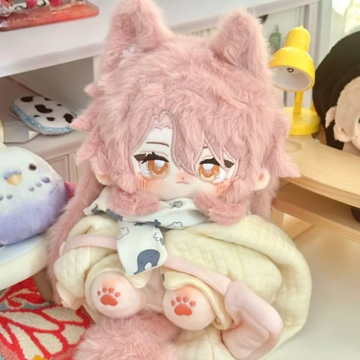 20cm Game Honkai: Star Rail Jiaoqiu Pink Ear Tail Plush Cotton Doll Body Cosplay Anime Dress Up Stuffed Toys Dolls Gift