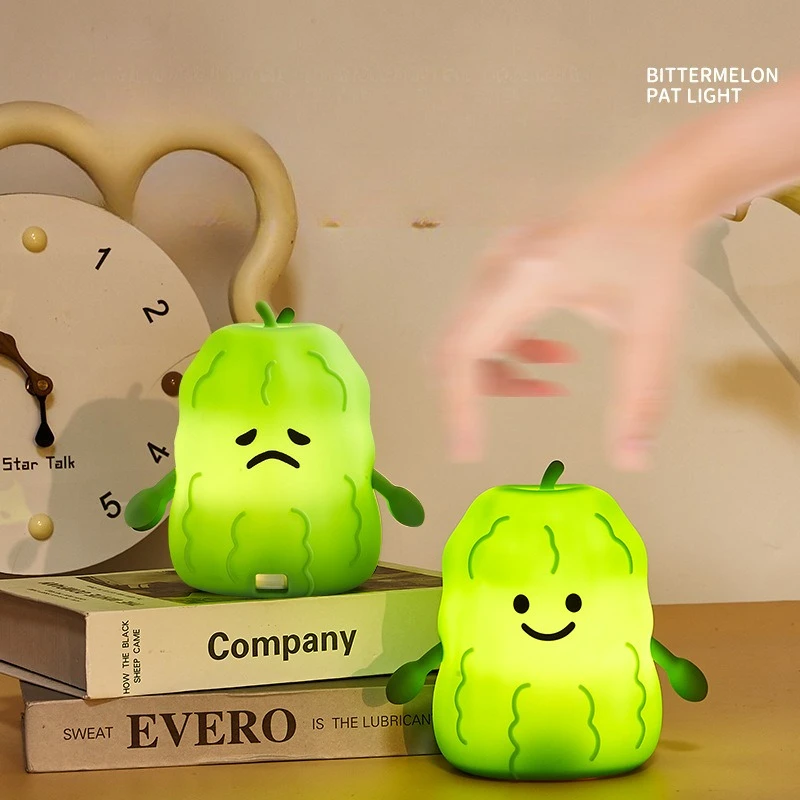 

Bitter Gourd Silicone Pat Light Sensor Bedside Atmosphere Light Children's Sleep Companion Decompression Decoration Ornament
