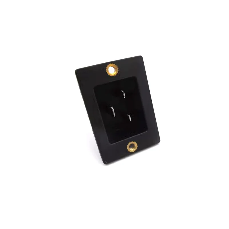 AC power socket Rectangular 48X33MM with threaded ear three insert with screw 16A/250V Copper mounting hole: 32.6X27.4MM