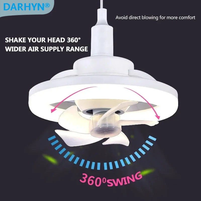 

Ceiling Fan Light 360° Rotation LED fan Lamp For Living Dining Room Bedroom 3 Gear Wind Speed Periodic Fan Decorative Lighting