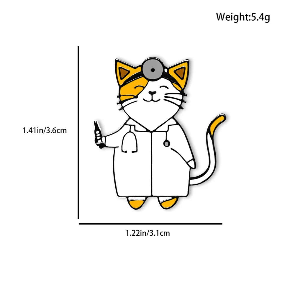 Cat Doctor Enamel Pins Cute Funny Jewelry Medical Veterinary Brooch Hat Coat Lapel Badge Accessories for Intern Doctor Nurse