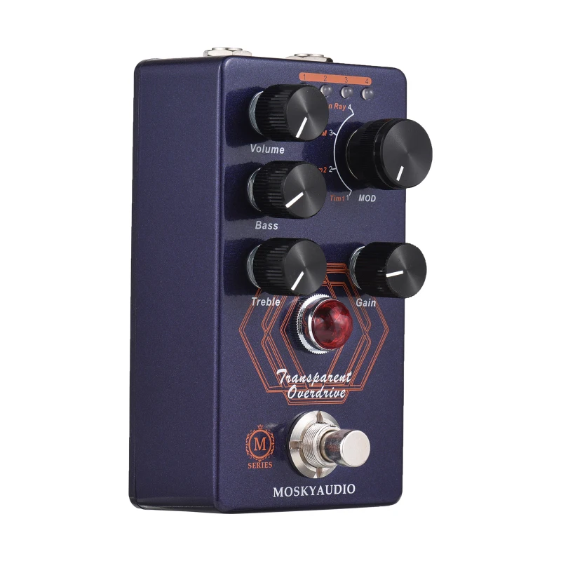 MOSKYAudio Overdrive Guitar Effect Pedal 4 Mode Switch & Volume/Bass/Treble/Gain Controls Compact Portable Digital Overdrive