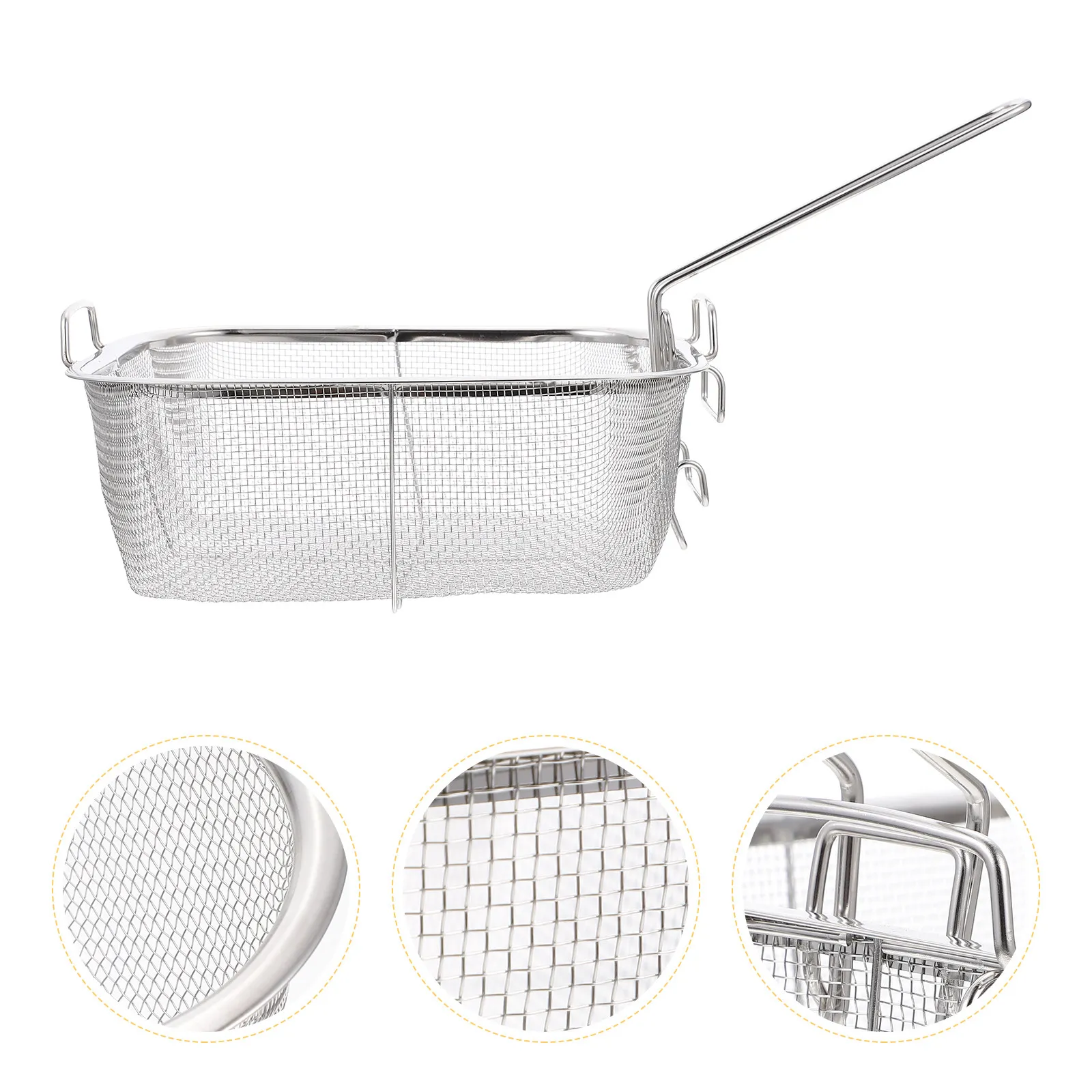 1Pcs Square Food Frying Basket High Quality Stainless Steel Fry Basket for Deep Fryer Stewing Hot Pot Cooking Frying Serving