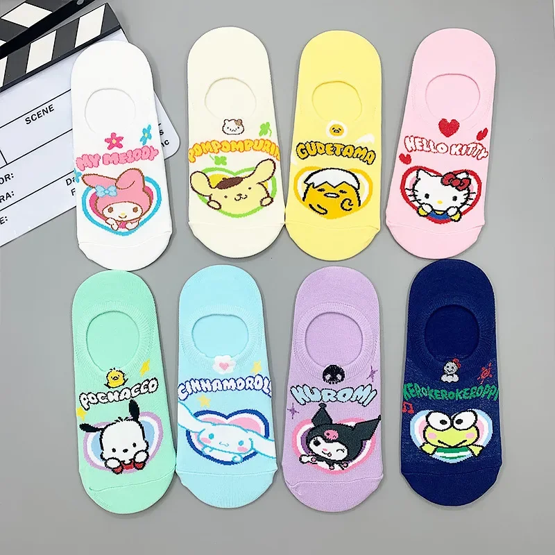 Anime Sanrios Kawaii Cinnamoroll Kuromi Melody Cartoon Shallow Invisible Socks Maiden Cute Boat Socks Comfort Breathable Socks