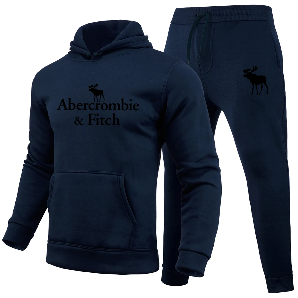 Abercrombie Fitch Men Sports Suits Fashion Tracksuit Hoodies+Pants Two Pieces Sets Running Casual Sweatshirts Sweatpa