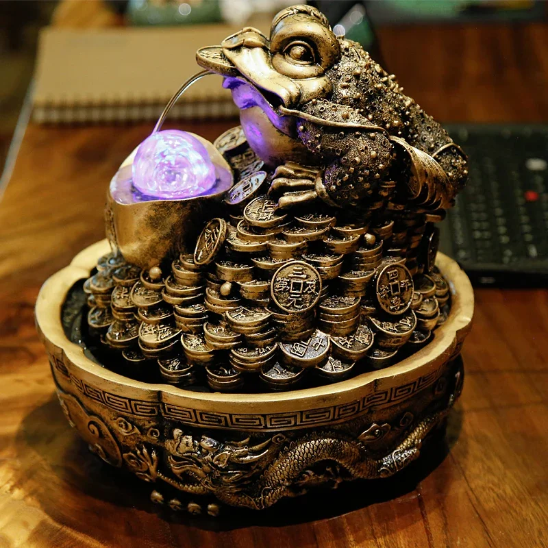 Golden toad lucky flowing water ornament three-legged toad opening gift Jubao feng shui golden cicada store checkout page