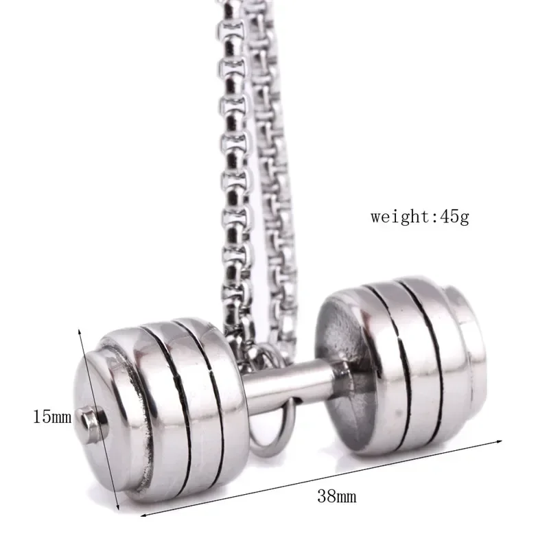 High Quality Stainless steel dumbbell pendant necklace Crystal from Austrian Fit Men and Women For party