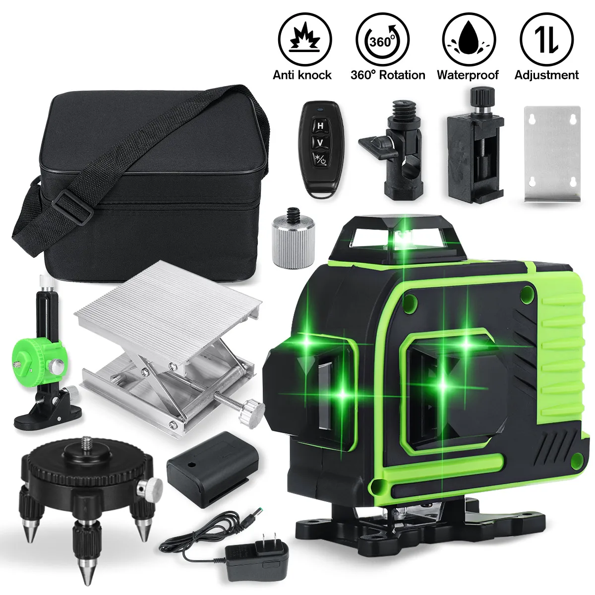 

4D 16 Lines Level green line SelfLeveling 360 Horizontal And Vertical Super Powerful level Beam level