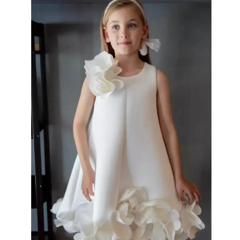 Princess Vintage One-piece Wedding Party Graduation Children Kids Clothes For Young Girls Dresses A3804 Vestidos