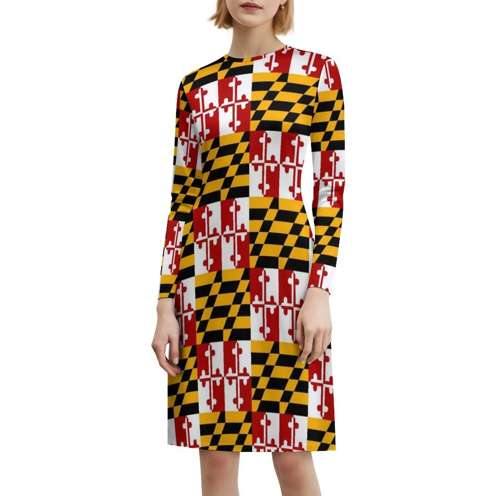 حافظات هاتف ماريلاند، ملصقات ومنتجات للهدايا، فستان سموك مزين بالزهور للنساء، فستان كاجوال للربيع والصيف لحفلات علم ماريلاند #6