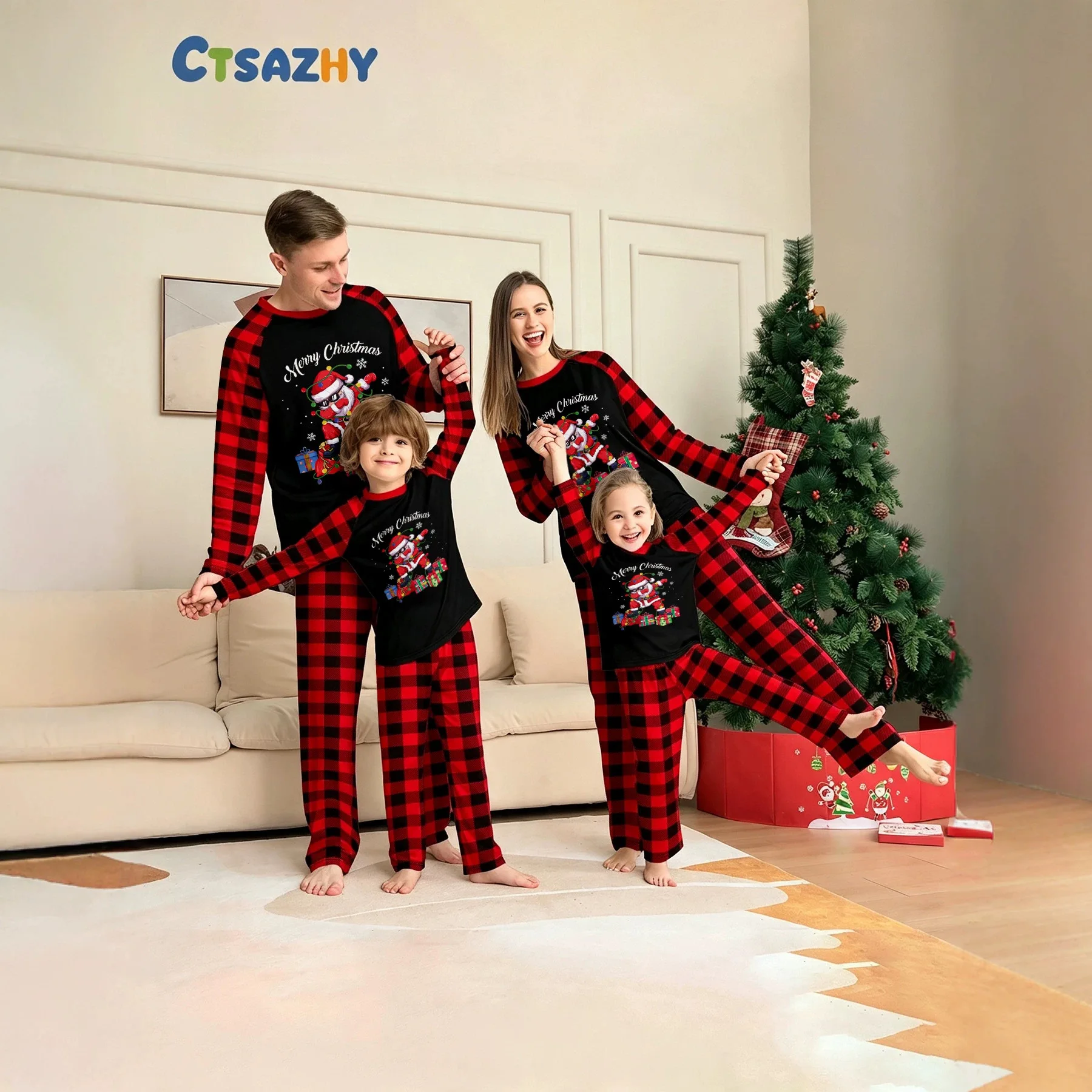 New Christmas Pajamas Matching Family Outfits Adult Kid Pajamas Clothes Set Baby Rompers Casual Sleepwear Xmas Family Look  123