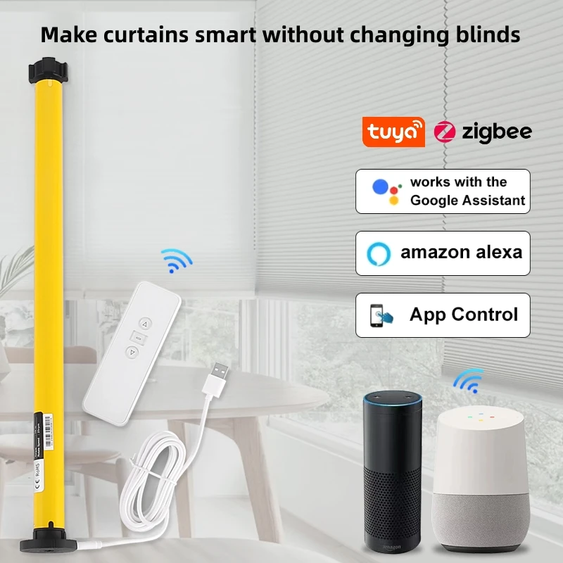 A-OK AM25 Alexa Direct Connection Intelligent Tubular Motor solar-powered DC Rolling Curtain Rechargeable 900 Mah Battery