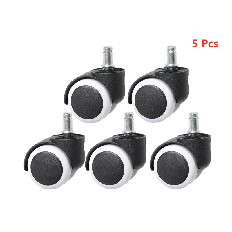 5 Pcs/Lot 10mm/11mm 2 Inch Screw-on PU Office Chair Caster Wheels Large Class Universal Silent Caster