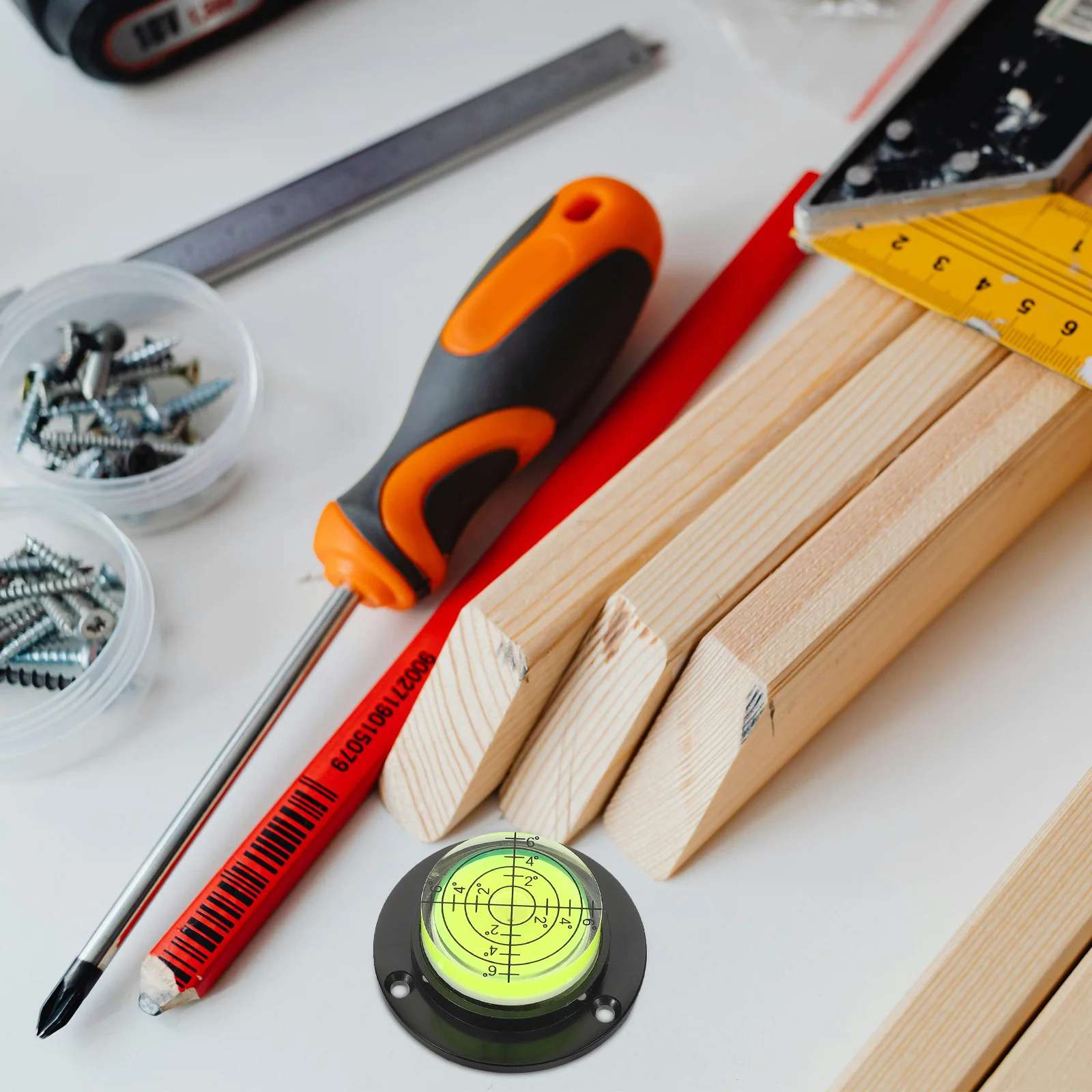 

4Pcs Universal Bubble Level Tool Precision Cylindrical Spirit Level for Construction Installation Machinery Setup and Picture