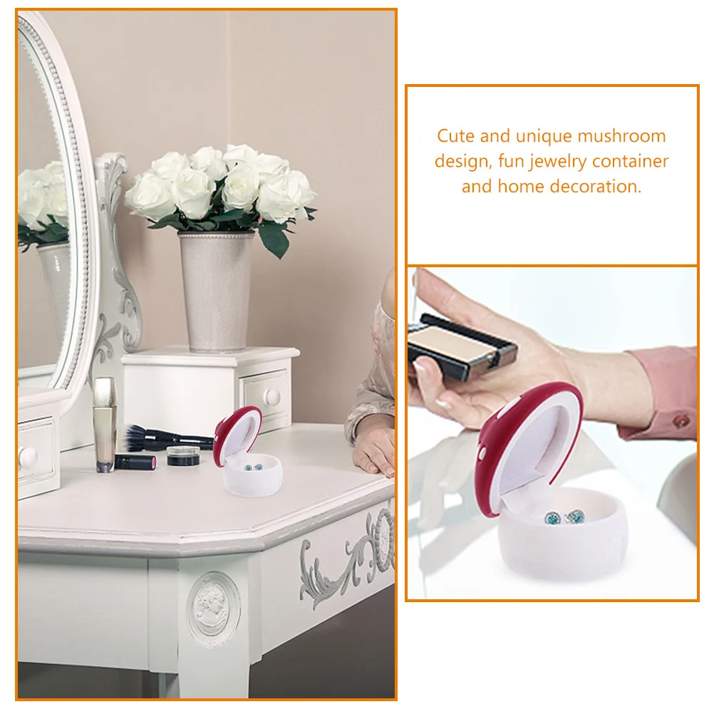 

2 шт. маленькие органайзеры для украшений в форме гриба, с фланелевой подкладкой, защитный футляр для серег и колец, винтажный стиль, декор для дома, подарок