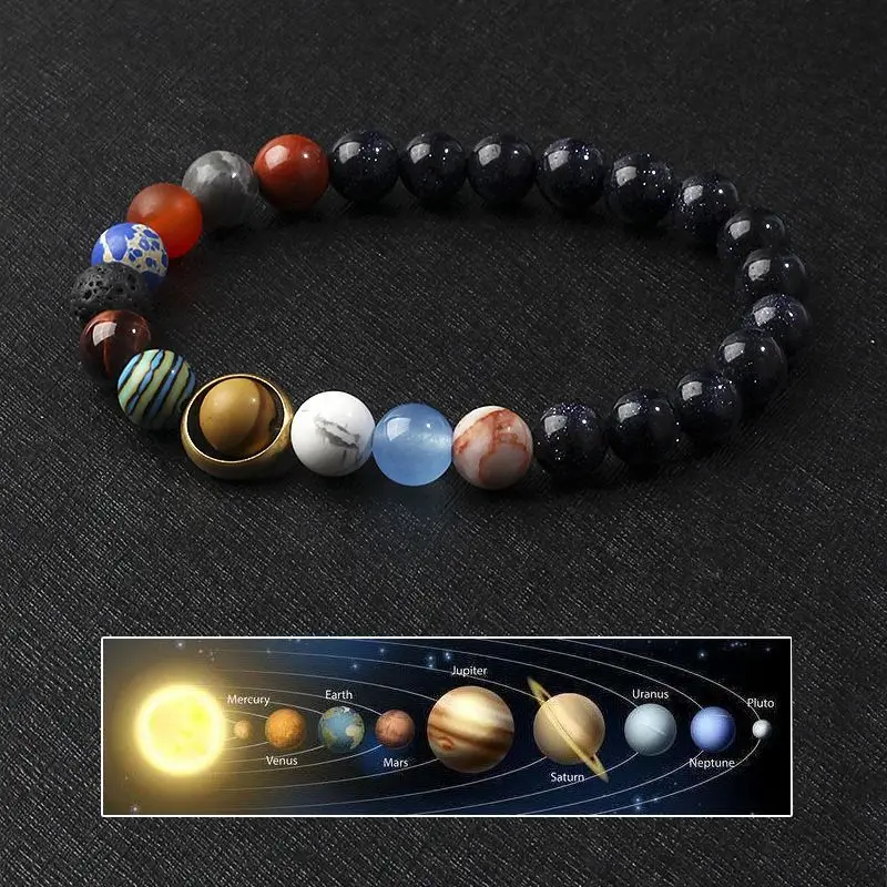 

Romantic Universe Elastic Bracelet Couple Star Milky Way Volcanic Stone Beads Planet Original Natural stone Hand String Gifts