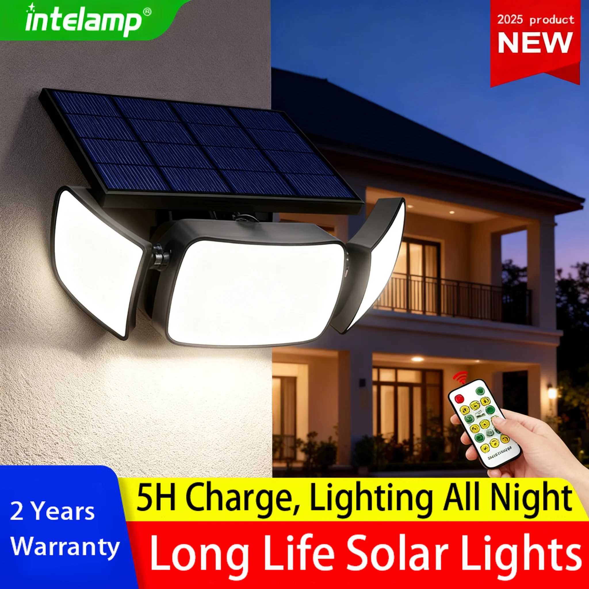 

2025 New Super Bright 108LED Solar Lamp Outdoor Garden Solar Led Light Waterproof Sunlight Powered Spotlight with Motion Sensor