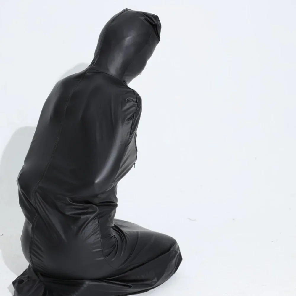 PU Leather Self Bondage Zentai Cosplay Full Bodysuit Unitard Jumpsuit Tight Sexy Bodystocking One Piece Lingerie Catsuit