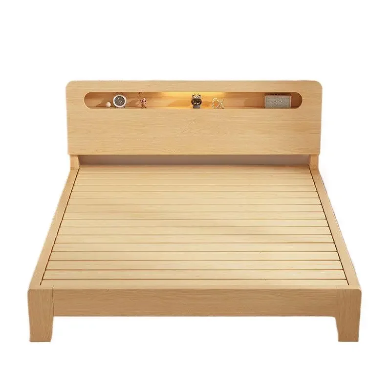 

Solid wood bed, double bed, home, modern, simple, rental room