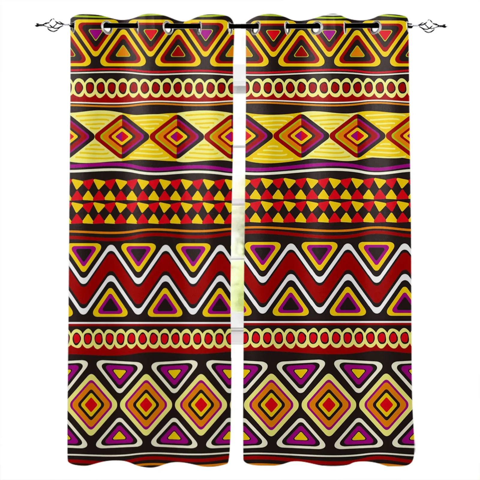 Triangle African Art Ethnic Blackout Curtains Window Curtains For Bedroom Living Room Decor Window Treatments