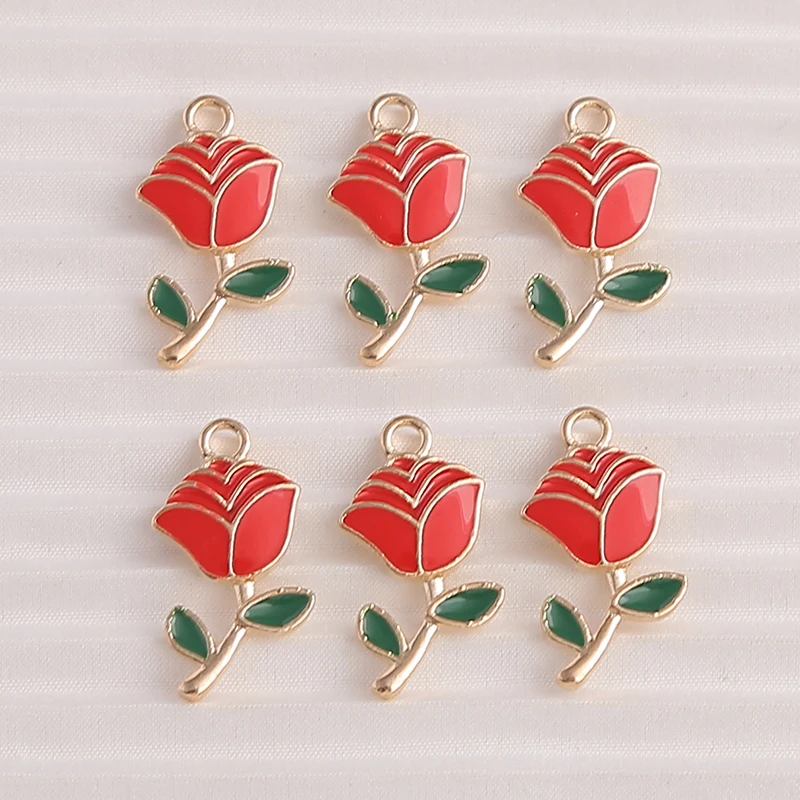10pcs/lot Mix Enamel Flower Charms Pendants for Jewelry Making Drop Earrings Necklaces Bracelets DIY Handmade Crafts Accessories